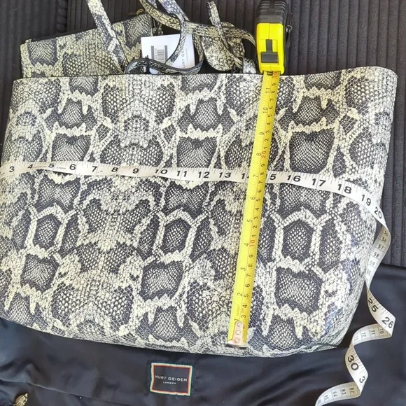 Kurt Geiger Genuine Leather Snakeskin Tote Bag With Removable Pouch - Picture 7 of 7